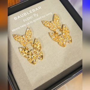 BAUBLE BAR gold butterfly earrings NIB